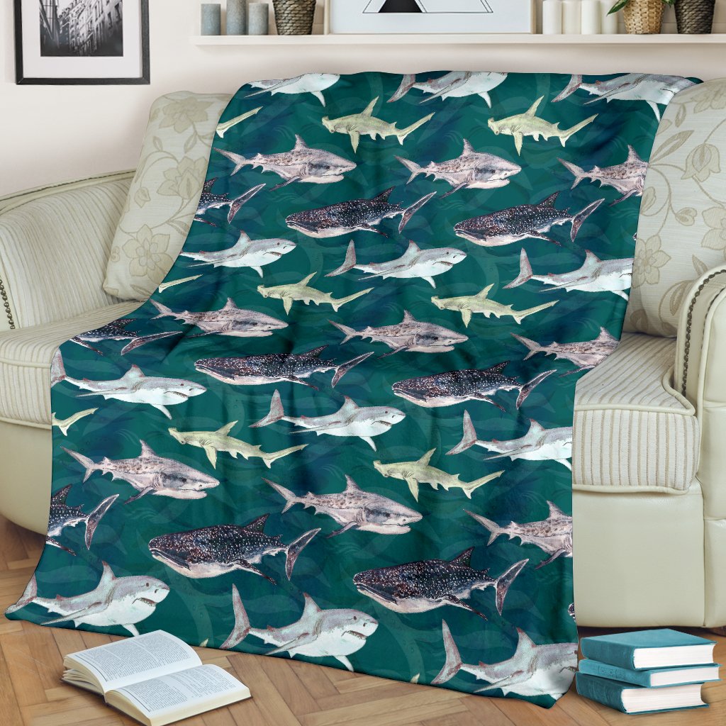 Shark Style Print Fleece Blanket
