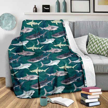 Shark Style Print Fleece Blanket