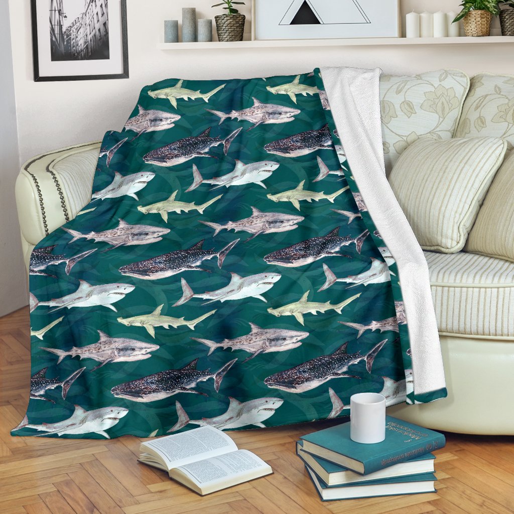 Shark Style Print Fleece Blanket