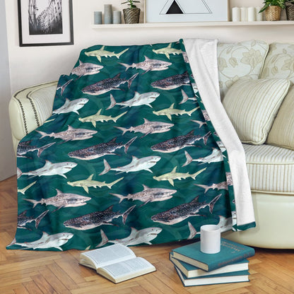 Shark Style Print Fleece Blanket