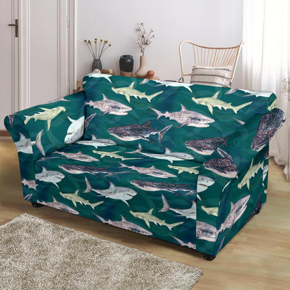 Shark Style Print Loveseat Slipcover-JTAMIGO.COM
