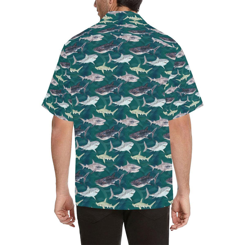 Shark Style Print Men Aloha Hawaiian Shirt