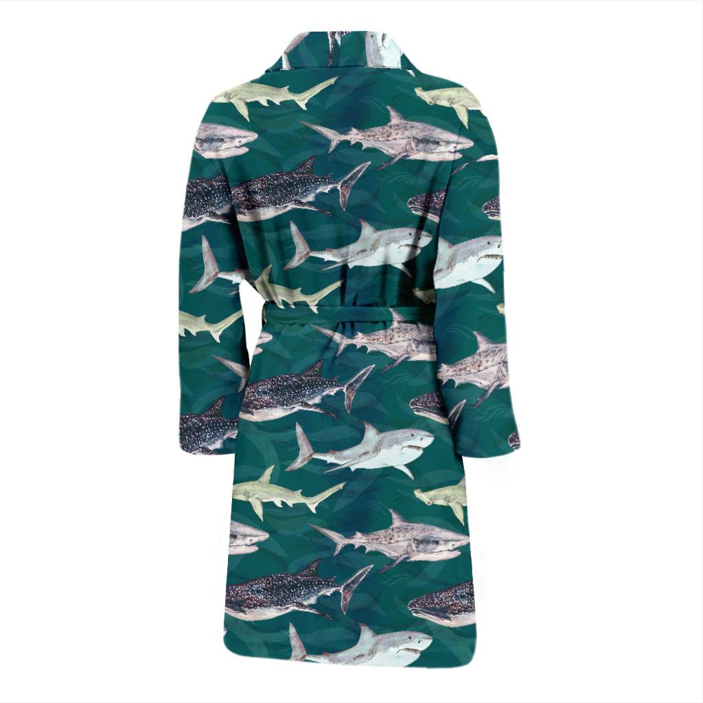 Shark Style Print Men Bath Robe-JTAMIGO.COM