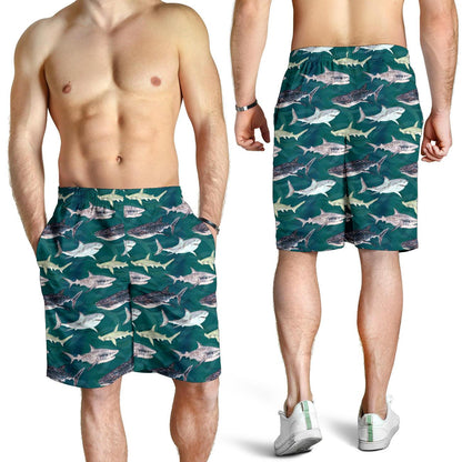 Shark Style Print Mens Shorts-JTAMIGO.COM