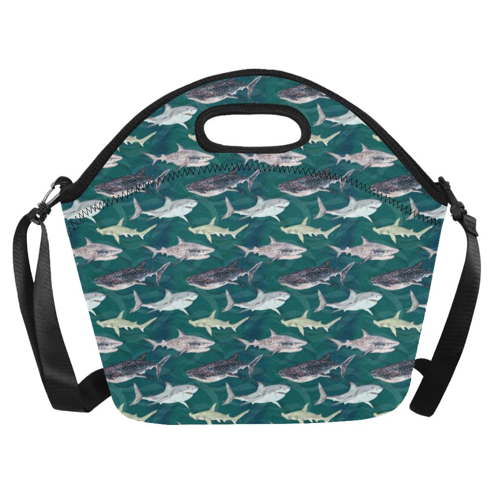 Shark Style Print Neoprene Lunch Bag (Model 1669)(Large)-JTAMIGO.COM