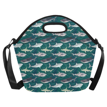 Shark Style Print Neoprene Lunch Bag (Model 1669)(Large)-JTAMIGO.COM