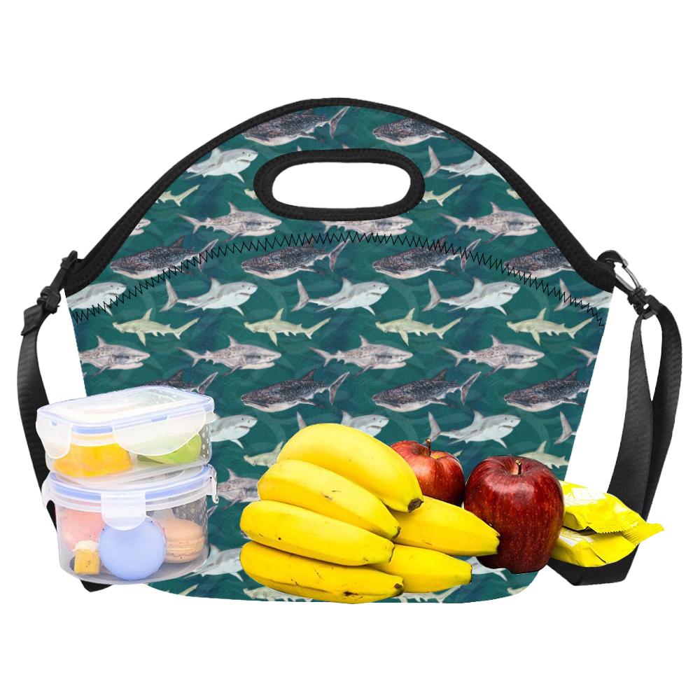 Shark Style Print Neoprene Lunch Bag (Model 1669)(Large)-JTAMIGO.COM