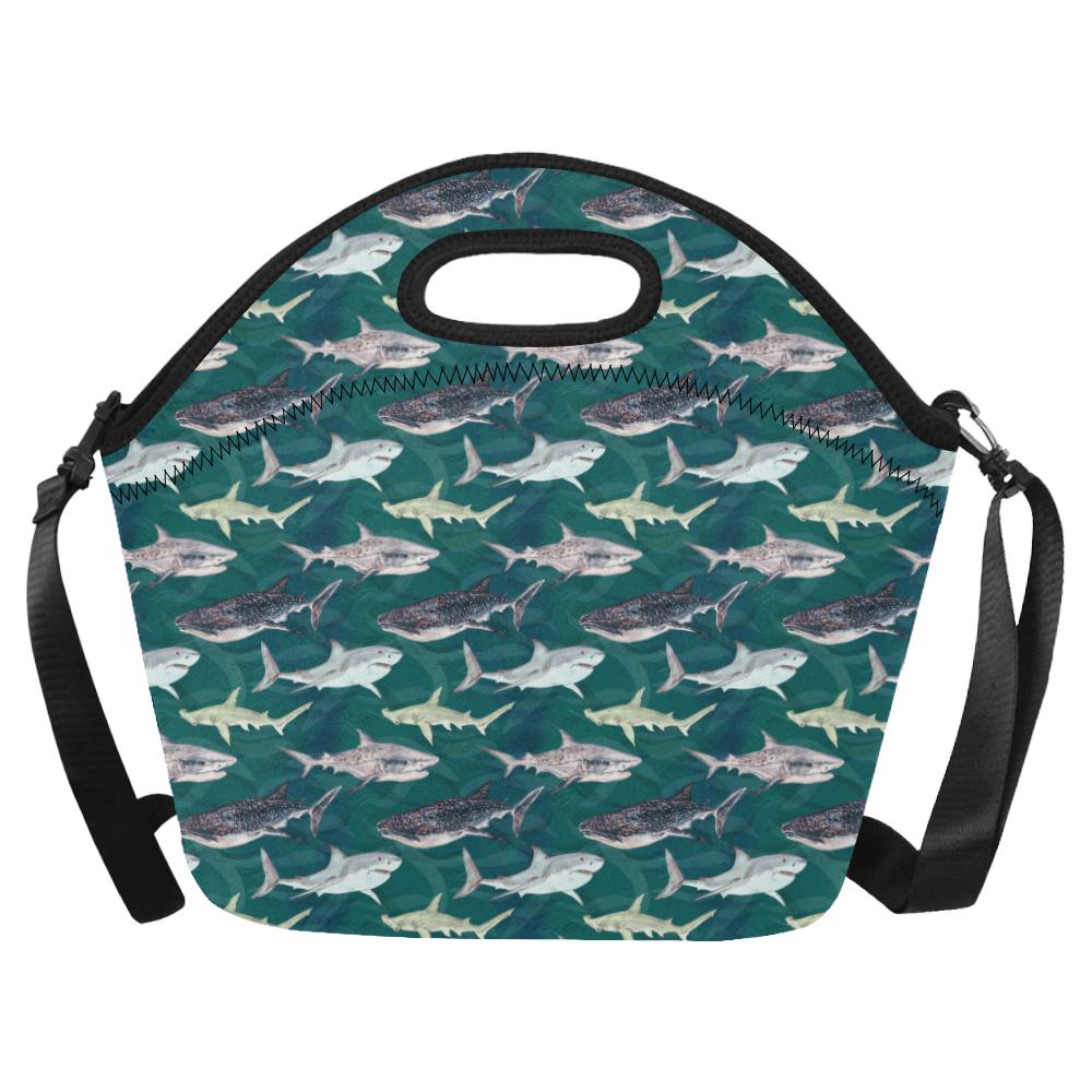Shark Style Print Neoprene Lunch Bag (Model 1669)(Large)-JTAMIGO.COM