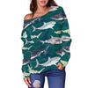 Shark Style Print Off Shoulder Sweatshirt