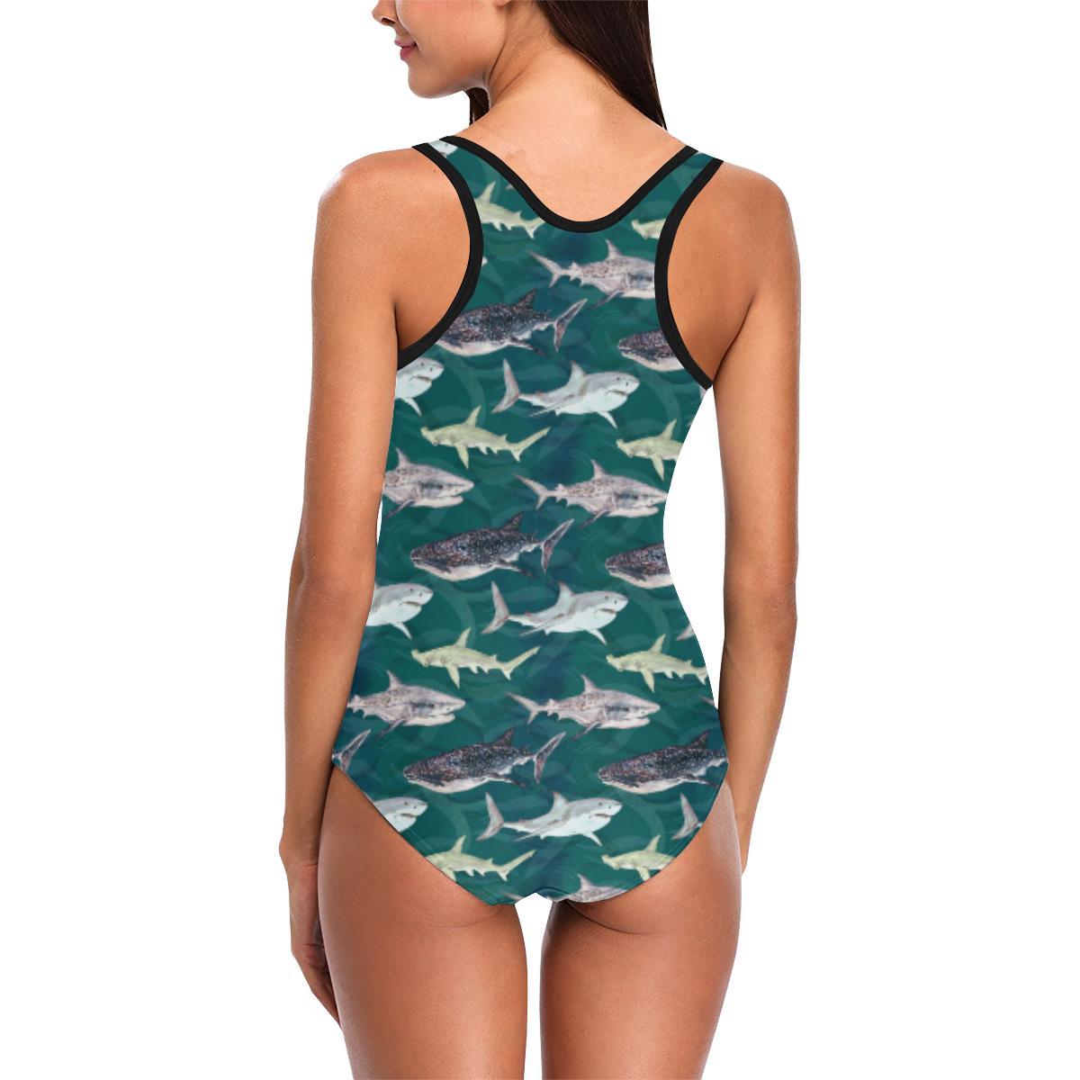 Shark Style Print One Piece Swimsuit-JTAMIGO.COM