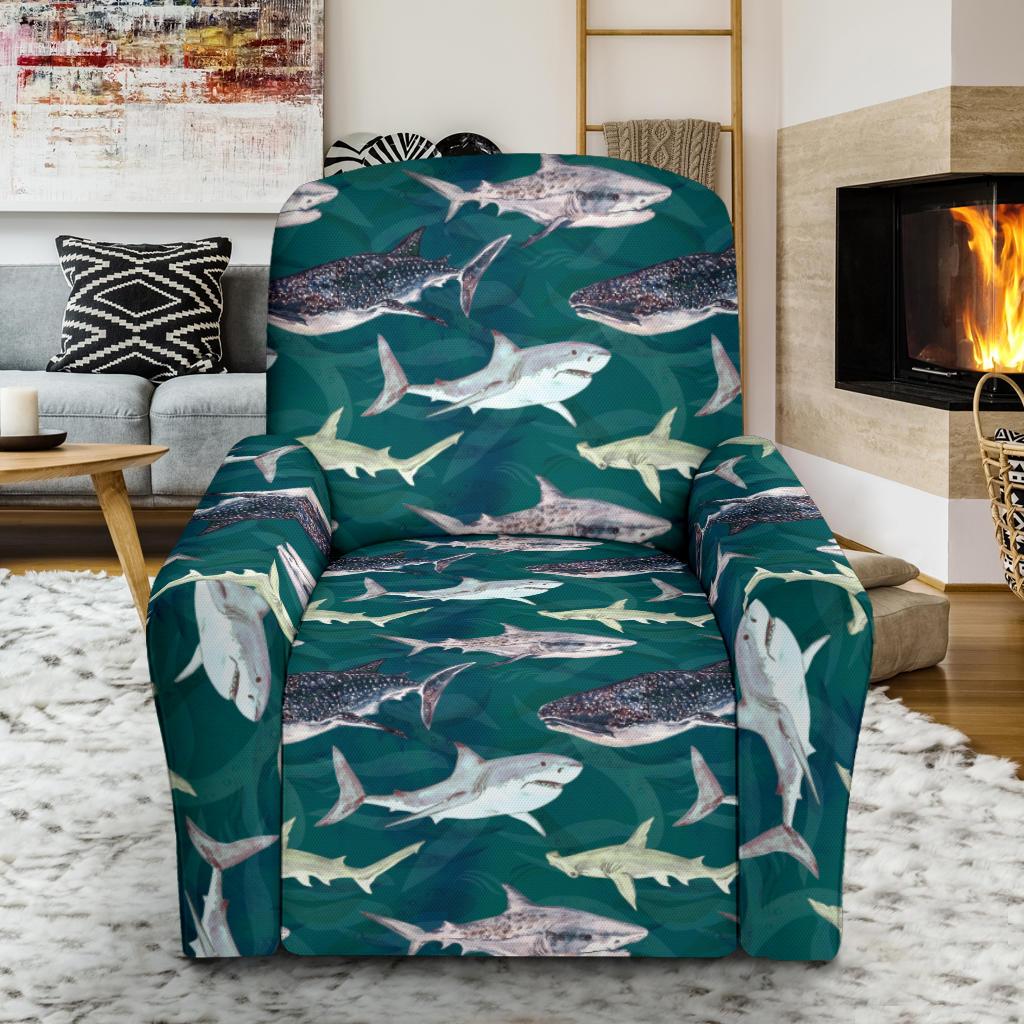 Shark Style Print Single Sofa Slipcover -JTAMIGO.COM