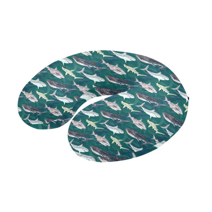 Shark Style Print U-Shaped Travel Neck Pillow-JTAMIGO.COM