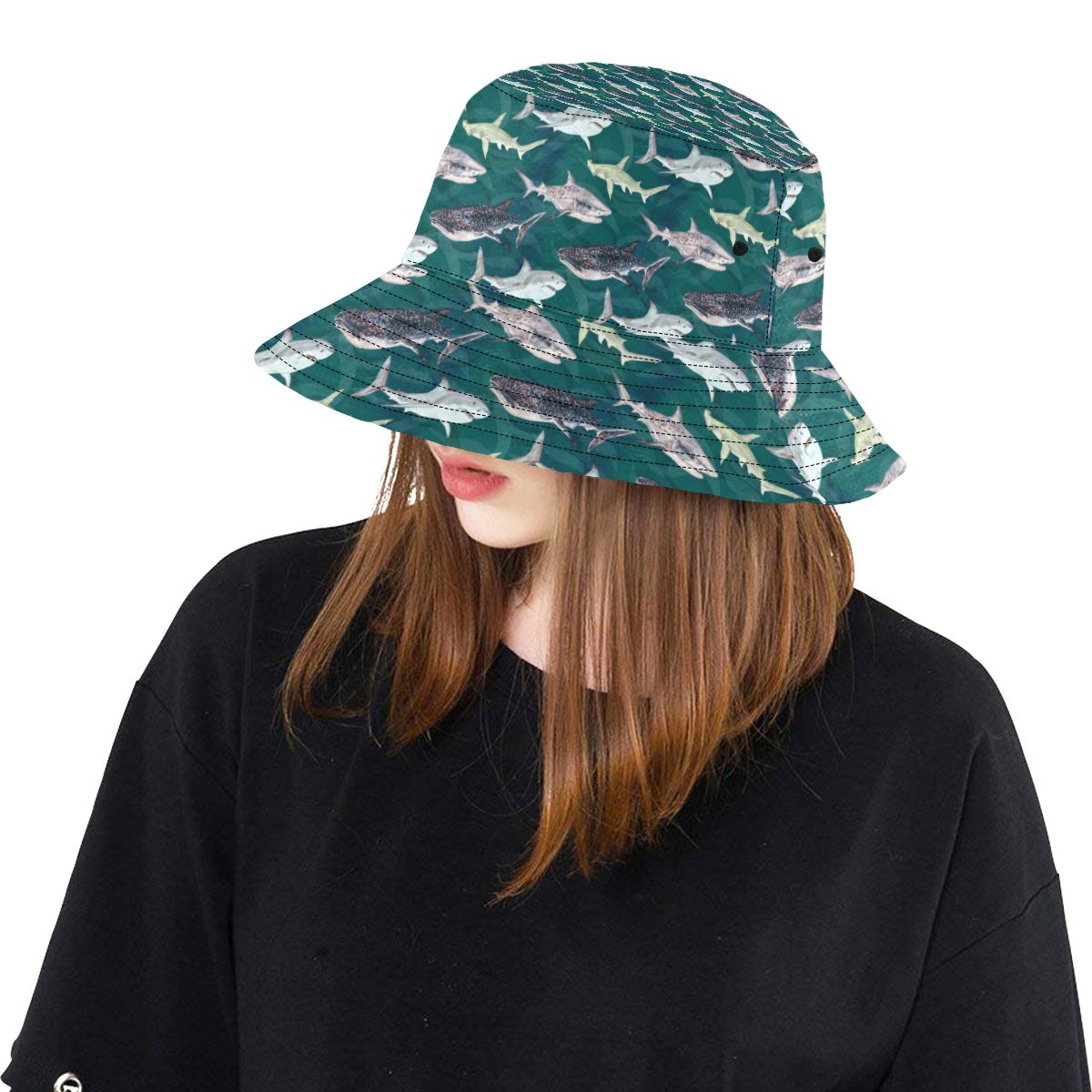 Shark Style Print Unisex Bucket Hat