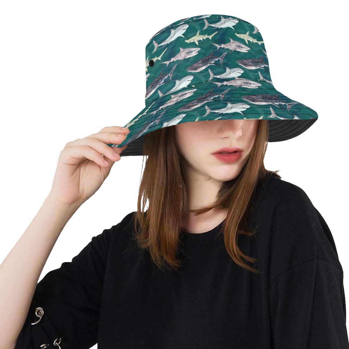 Shark Style Print Unisex Bucket Hat