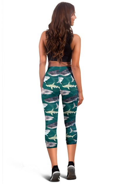 Shark Style Print Women Capris