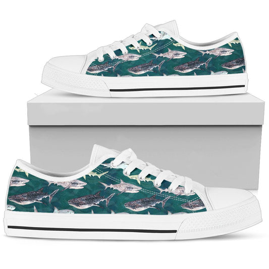 Shark Style Print Women Low Top Shoes-JTAMIGO.COM