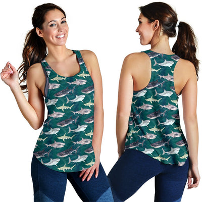 Shark Style Print Women Racerback Tank Top