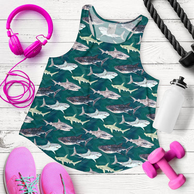 Shark Style Print Women Racerback Tank Top