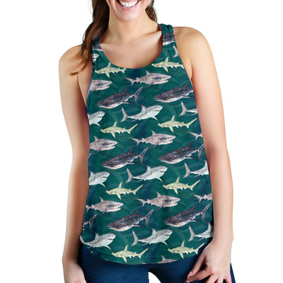 Shark Style Print Women Racerback Tank Top