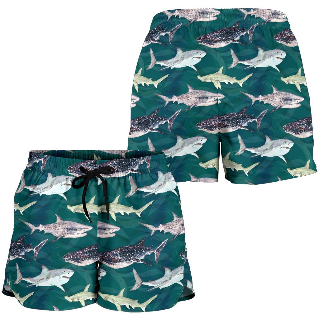 Shark Style Print Women Shorts-JTAMIGO.COM