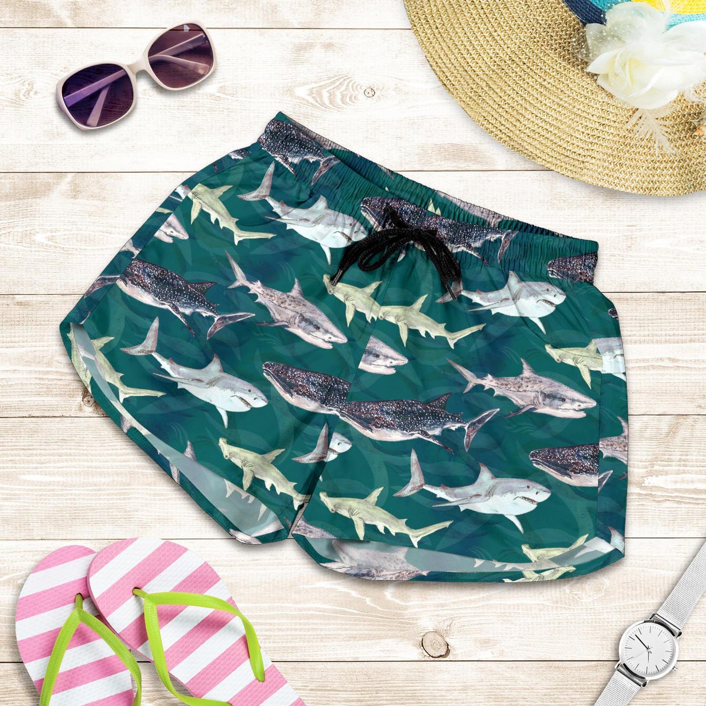 Shark Style Print Women Shorts-JTAMIGO.COM