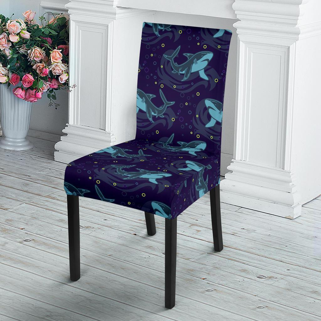 Shark Themed Print Dining Chair Slipcover-JTAMIGO.COM