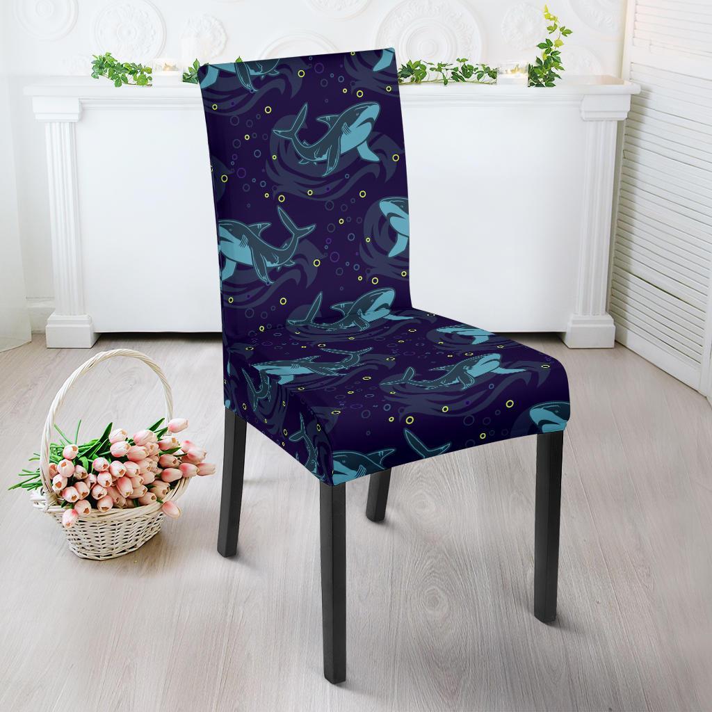 Shark Themed Print Dining Chair Slipcover-JTAMIGO.COM