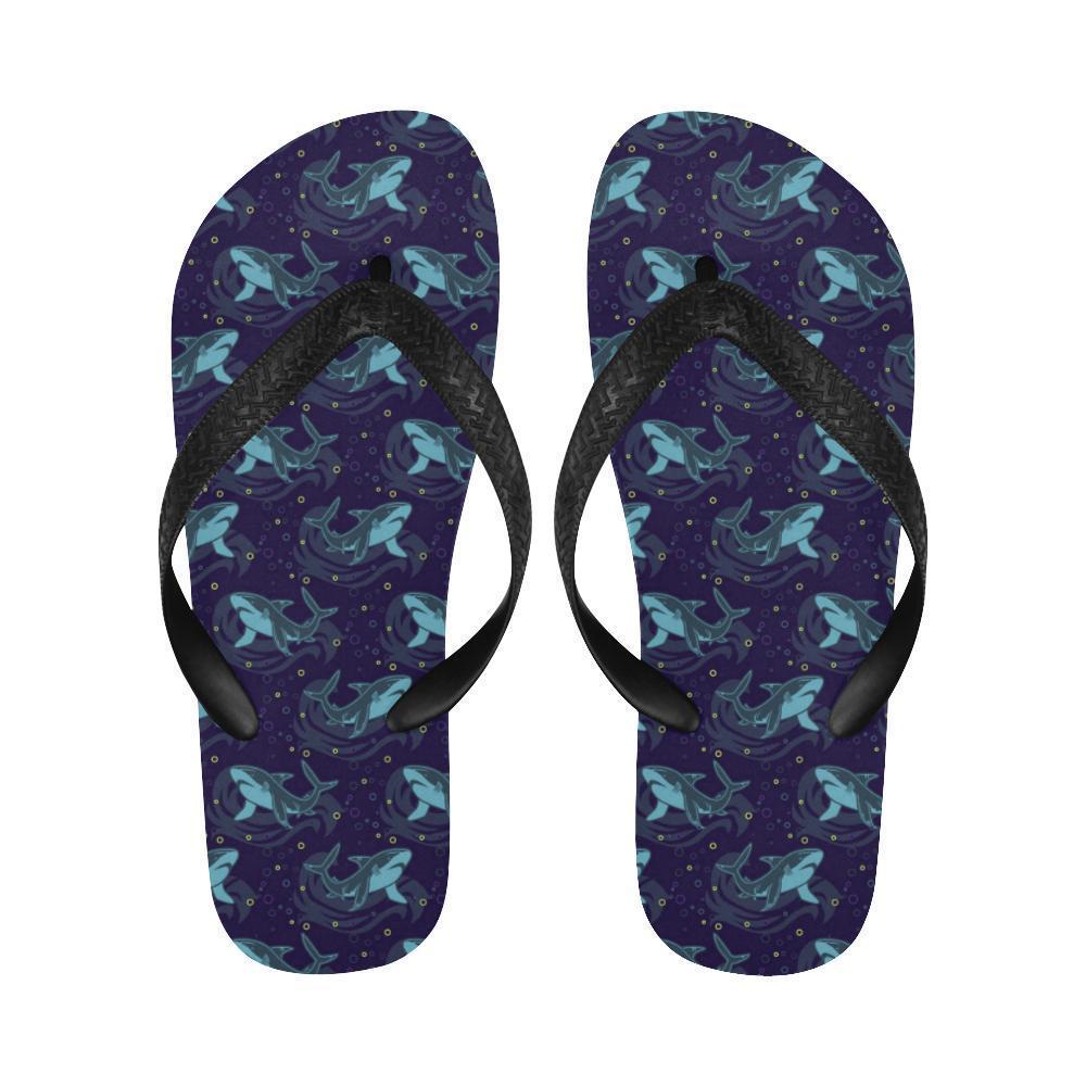 Shark Themed Print Flip Flops-JTAMIGO.COM