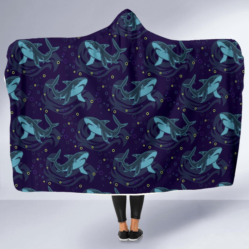 Shark Themed Print Hooded Blanket-JTAMIGO.COM