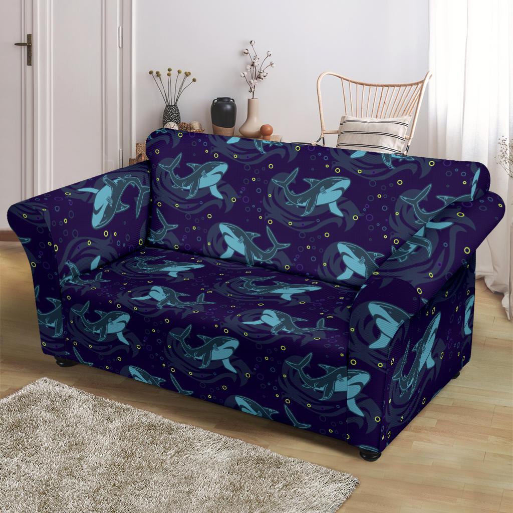 Shark Themed Print Loveseat Slipcover-JTAMIGO.COM