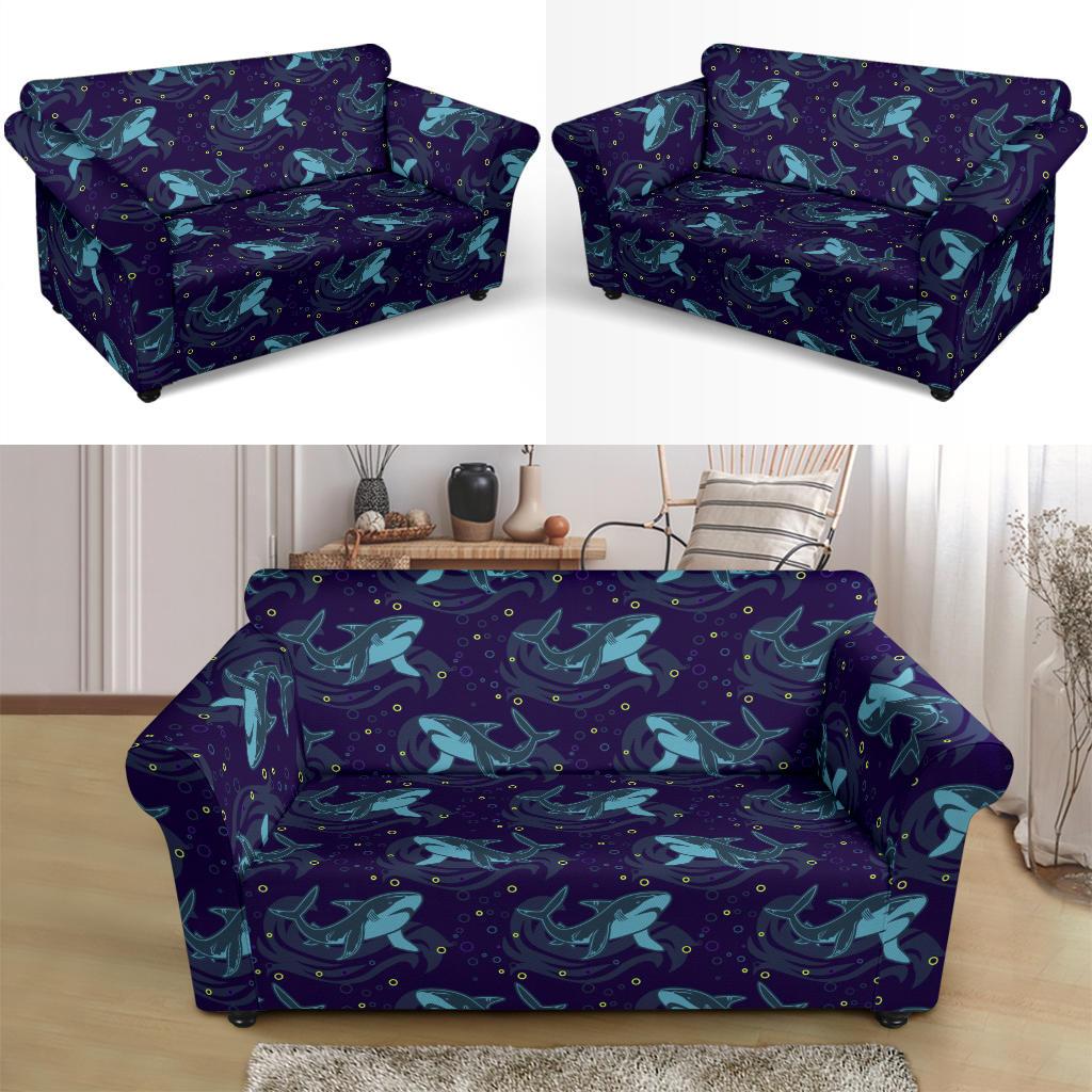 Shark Themed Print Loveseat Slipcover-JTAMIGO.COM