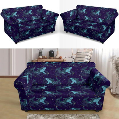 Shark Themed Print Loveseat Slipcover-JTAMIGO.COM