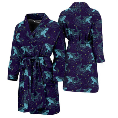 Shark Themed Print Men Bath Robe-JTAMIGO.COM