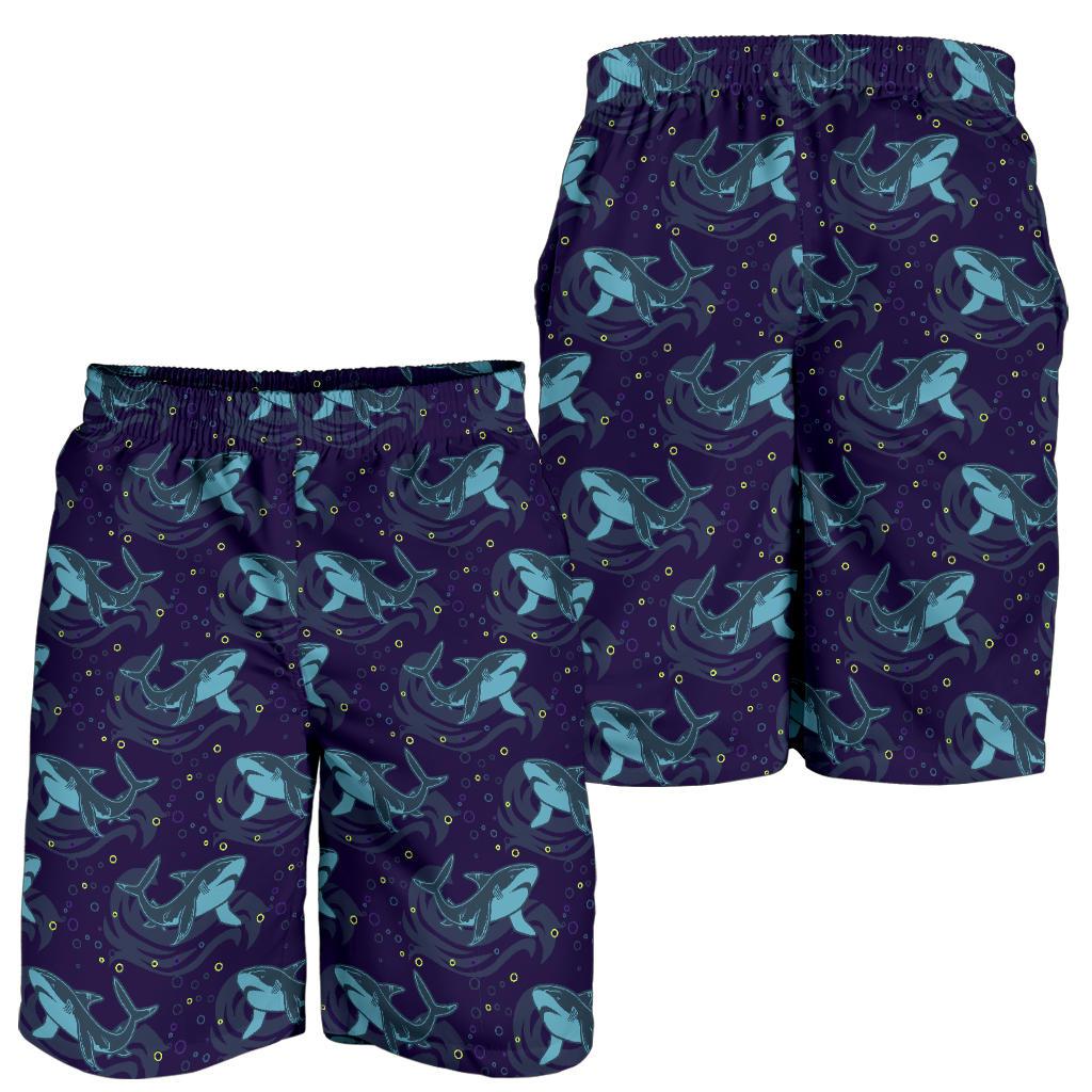 Shark Themed Print Mens Shorts-JTAMIGO.COM