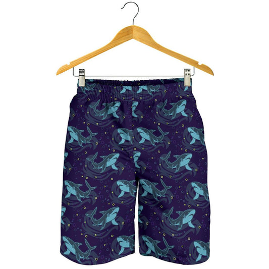 Shark Themed Print Mens Shorts-JTAMIGO.COM