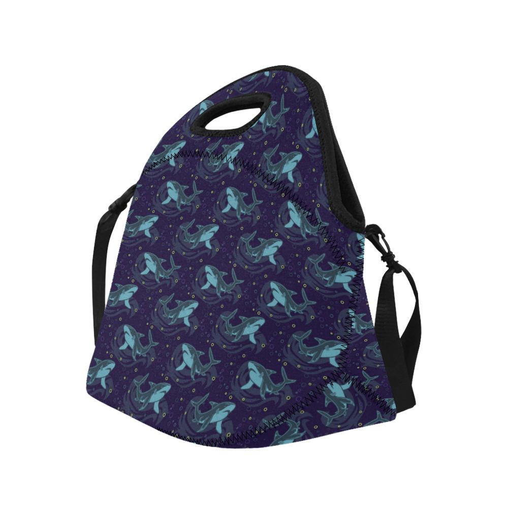Shark Themed Print Neoprene Lunch Bag (Model 1669)(Large)-JTAMIGO.COM
