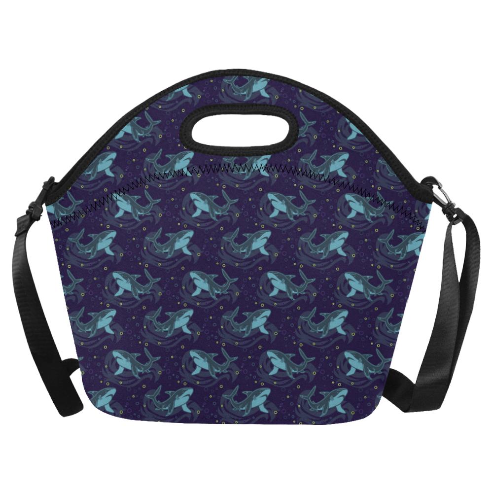 Shark Themed Print Neoprene Lunch Bag (Model 1669)(Large)-JTAMIGO.COM