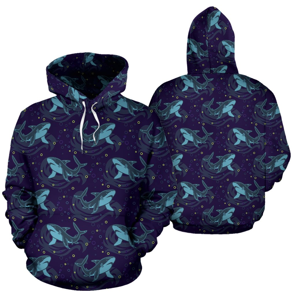Shark Themed Print Pullover Hoodie