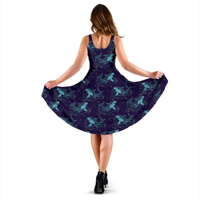 Shark Themed Print Sleeveless Dress