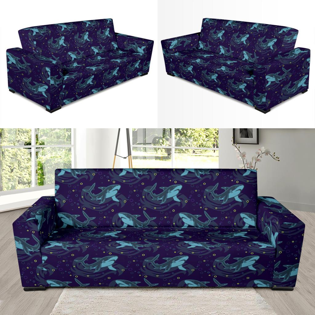 Shark Themed Print Sofa Slipcover-JTAMIGO.COM