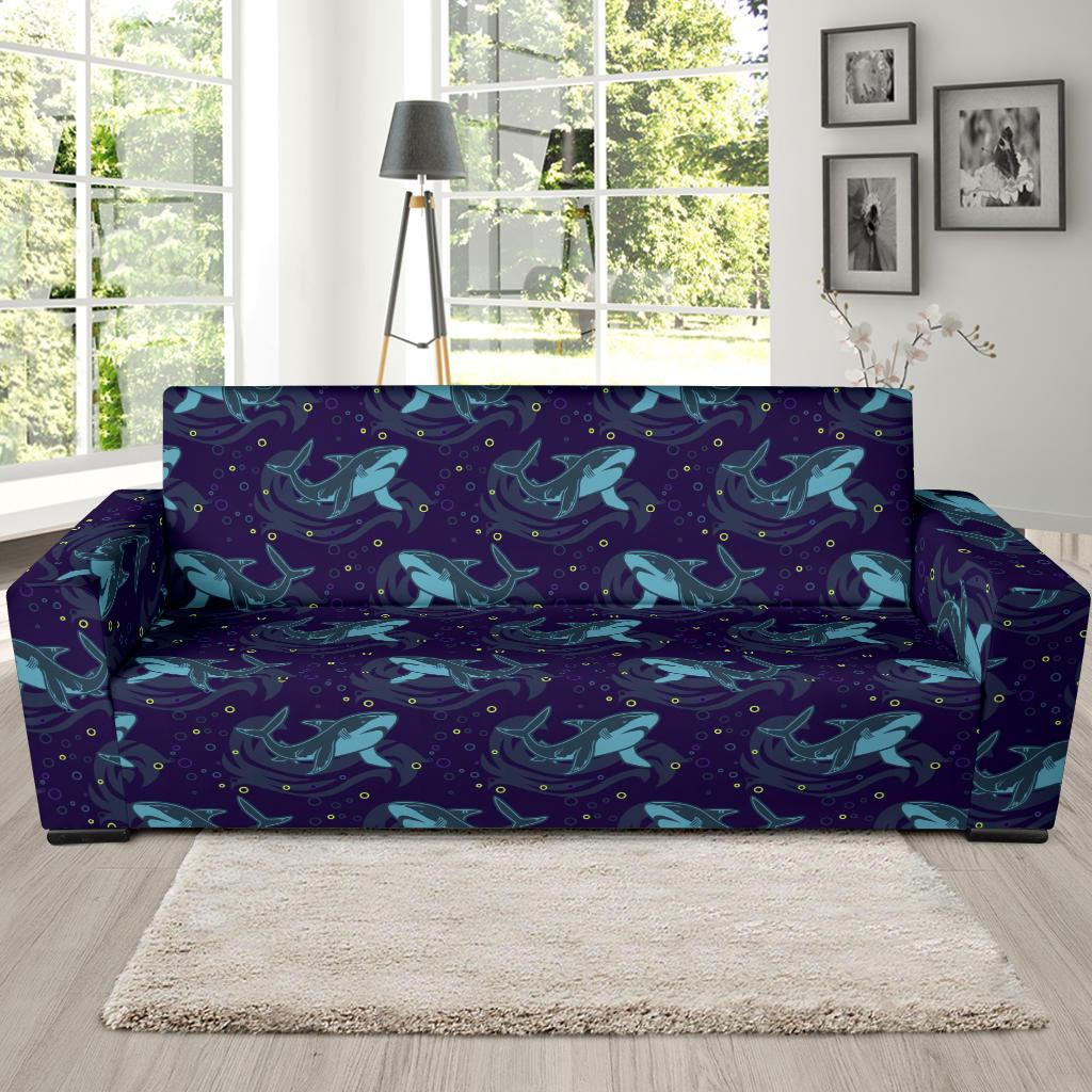 Shark Themed Print Sofa Slipcover-JTAMIGO.COM