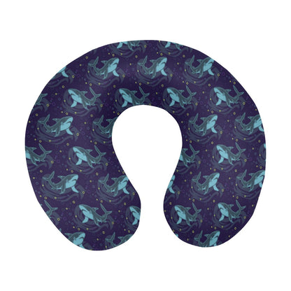 Shark Themed Print U-Shaped Travel Neck Pillow-JTAMIGO.COM