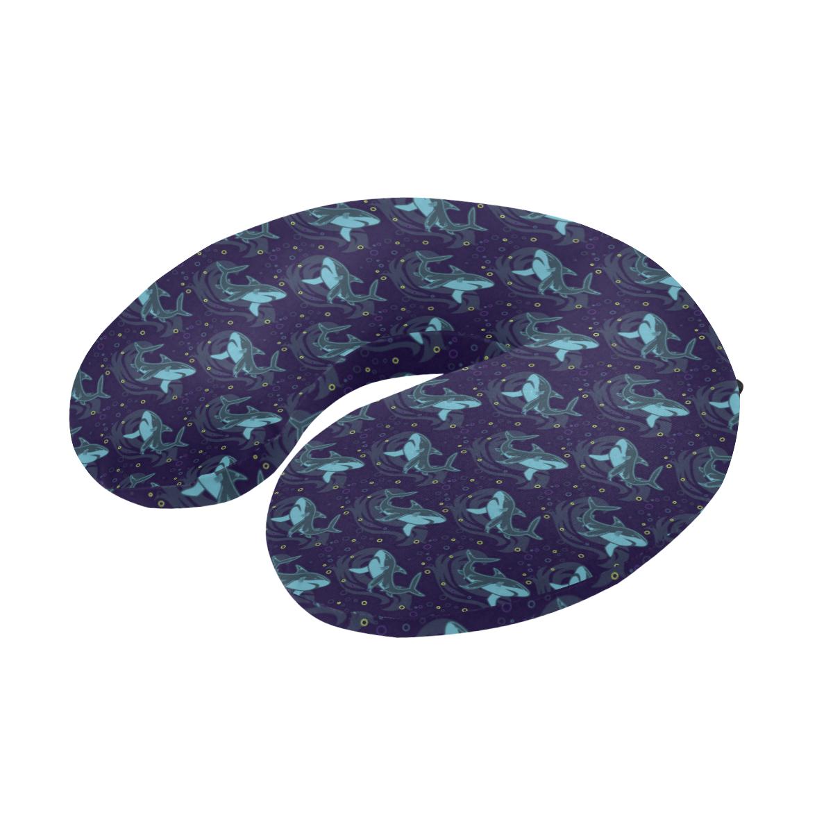 Shark Themed Print U-Shaped Travel Neck Pillow-JTAMIGO.COM