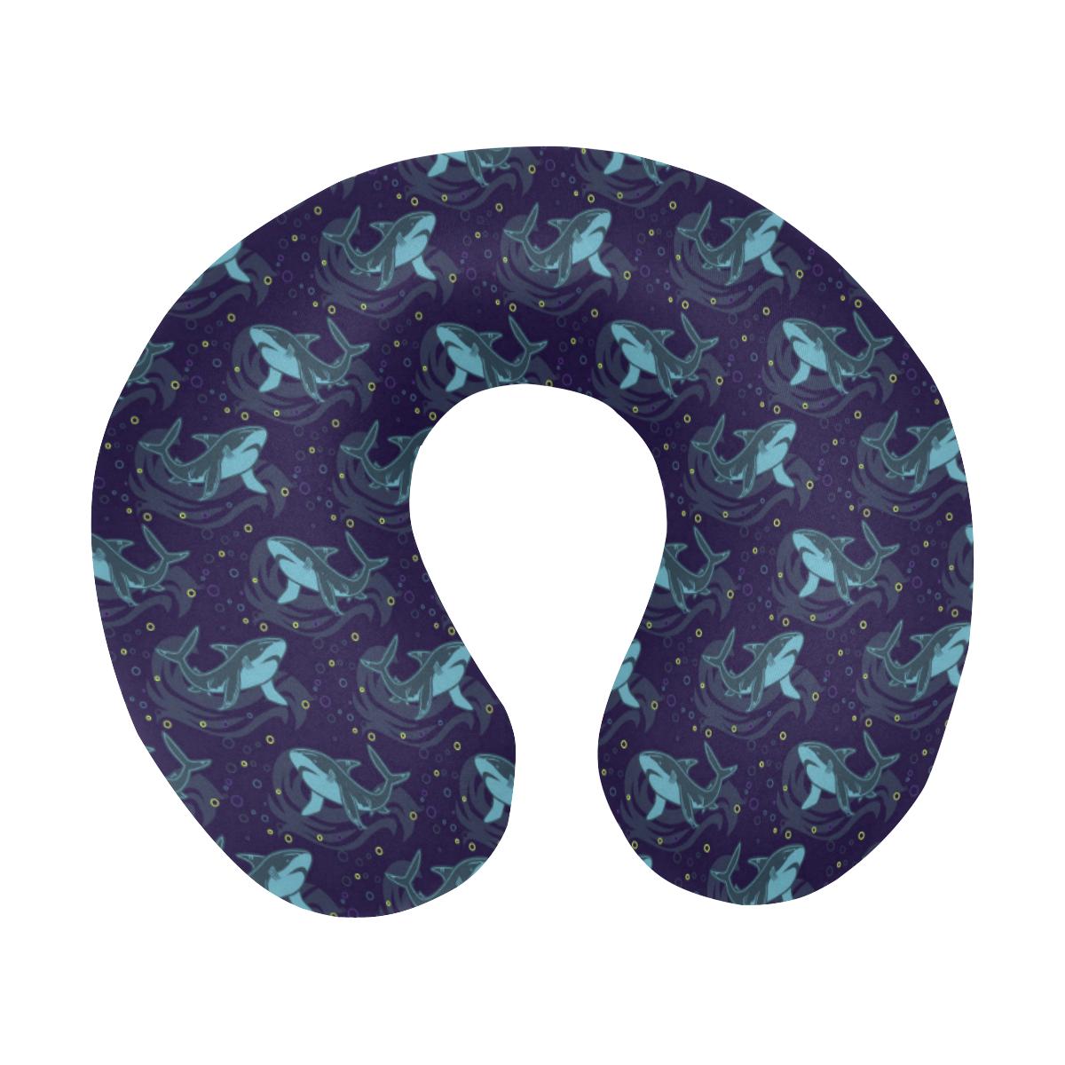 Shark Themed Print U-Shaped Travel Neck Pillow-JTAMIGO.COM