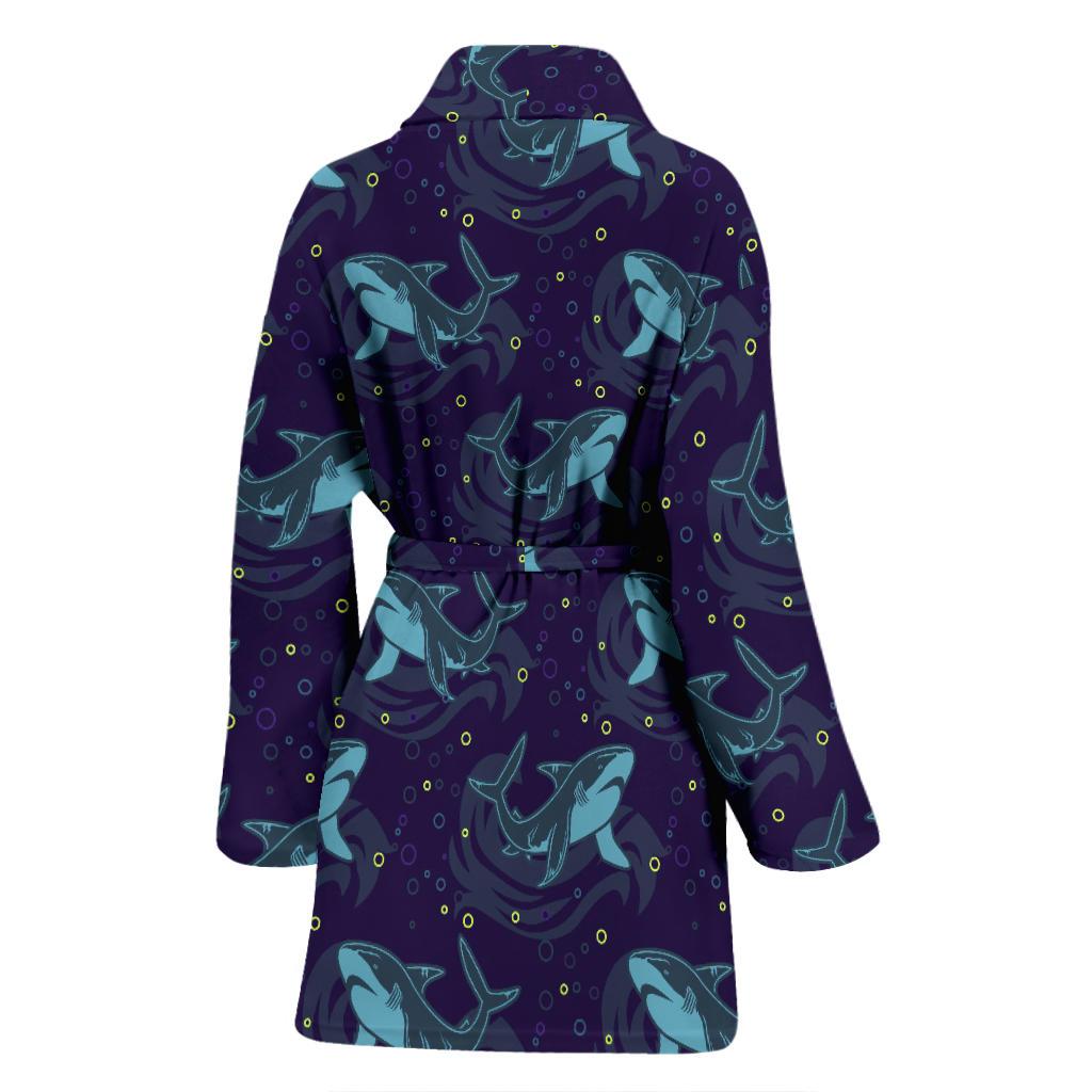 Shark Themed Print Women Bath Robe-JTAMIGO.COM