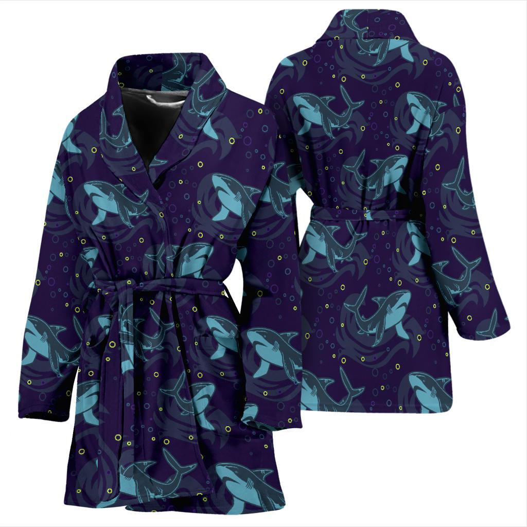 Shark Themed Print Women Bath Robe-JTAMIGO.COM