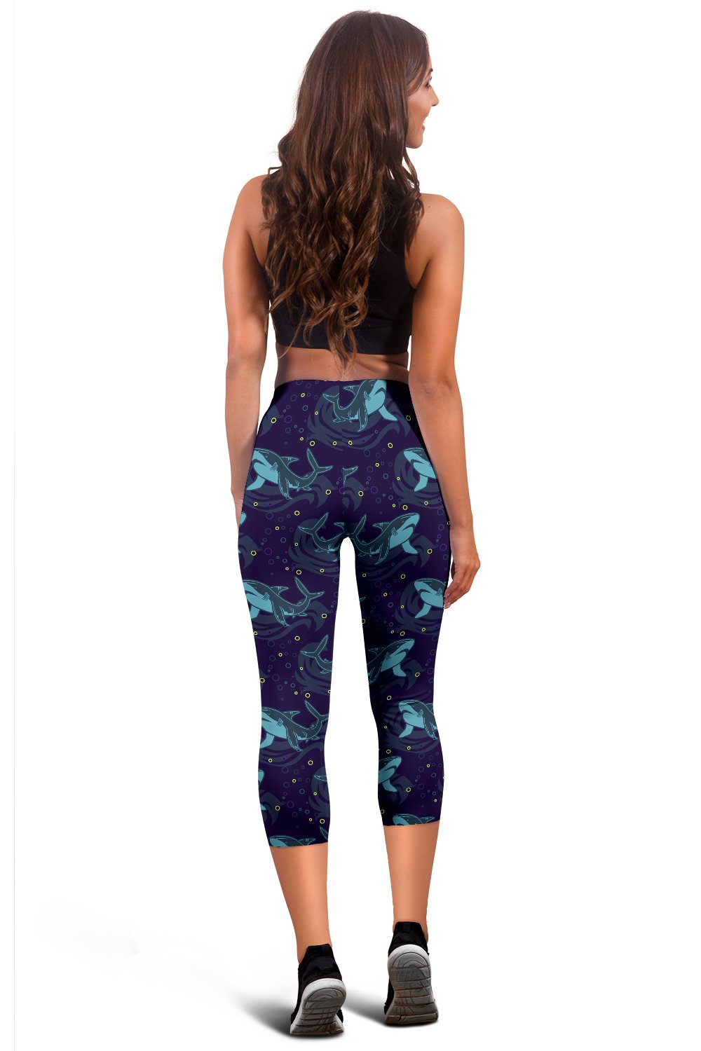 Shark Themed Print Women Capris