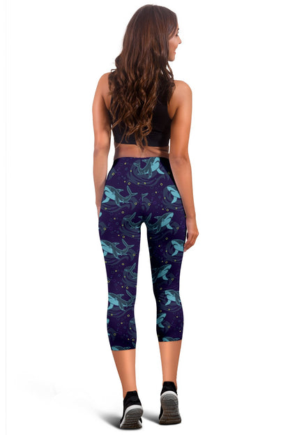 Shark Themed Print Women Capris