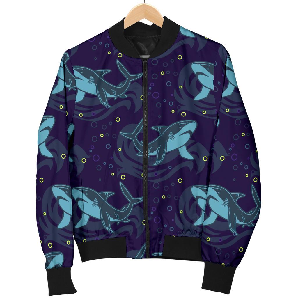Shark Themed Print Women Casual Bomber Jacket