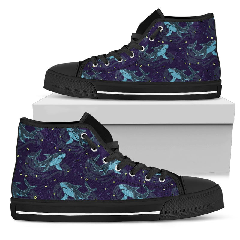 Shark Themed Print Women High Top Shoes